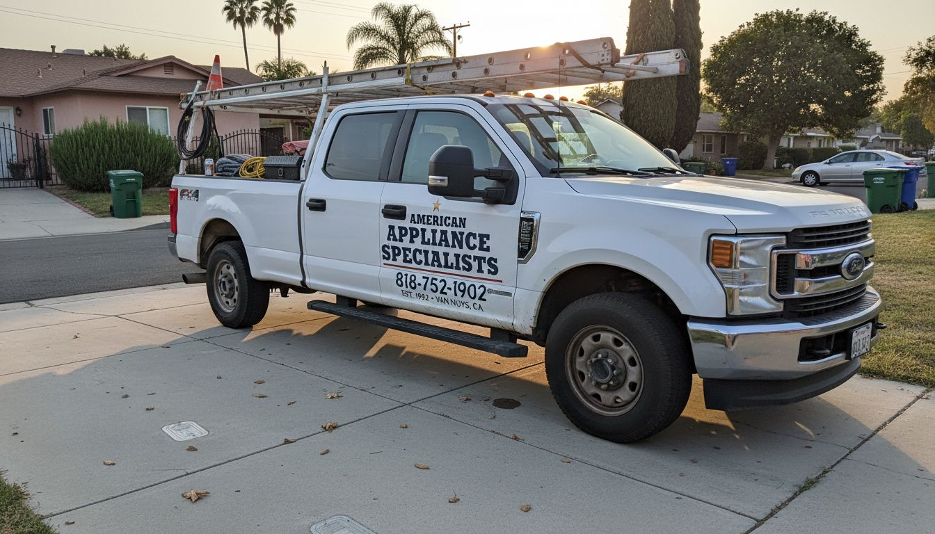 American Appliance Specialists service truck — (818) 752-1902, Van Nuys